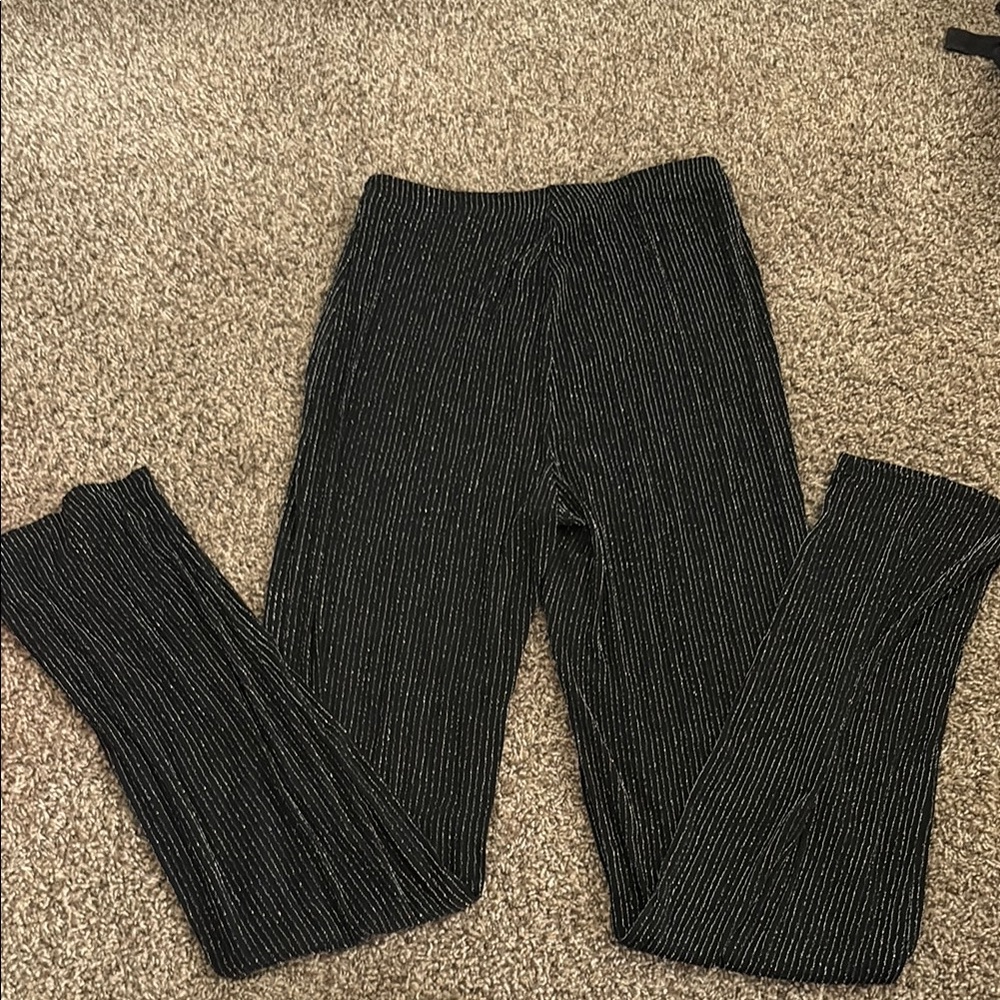 Shein Black Silver Sparkly Detailed Straight Leg Baggy Pants